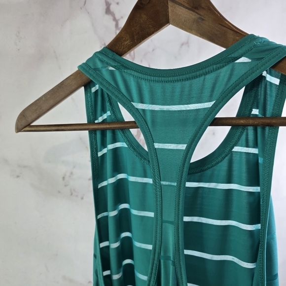 Athletic Works Tank Top Womens Large Turquoise Sheer Striped Racerback Havana - Picture 5 of 9